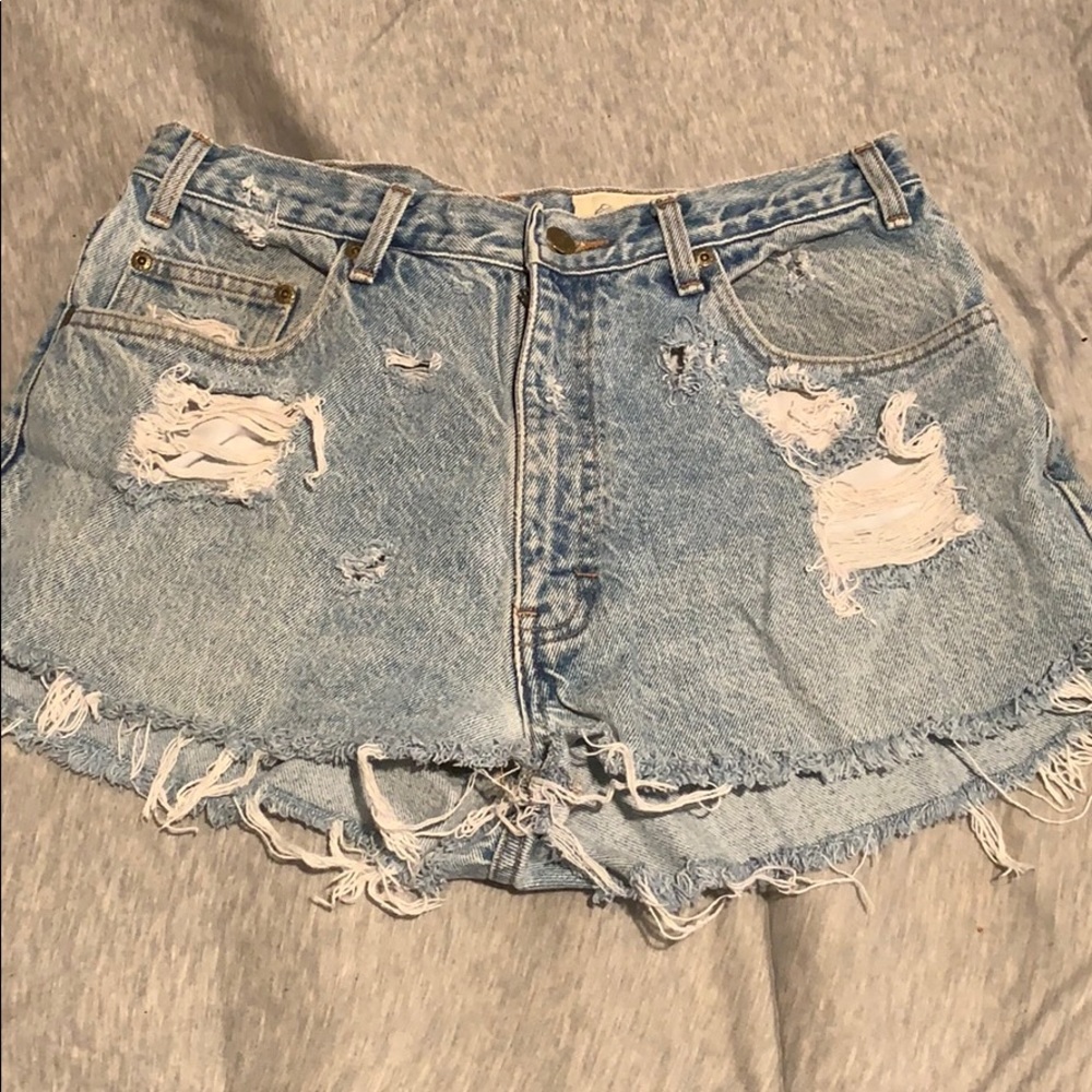 Eddie Bauer distressed high-waisted jean shorts